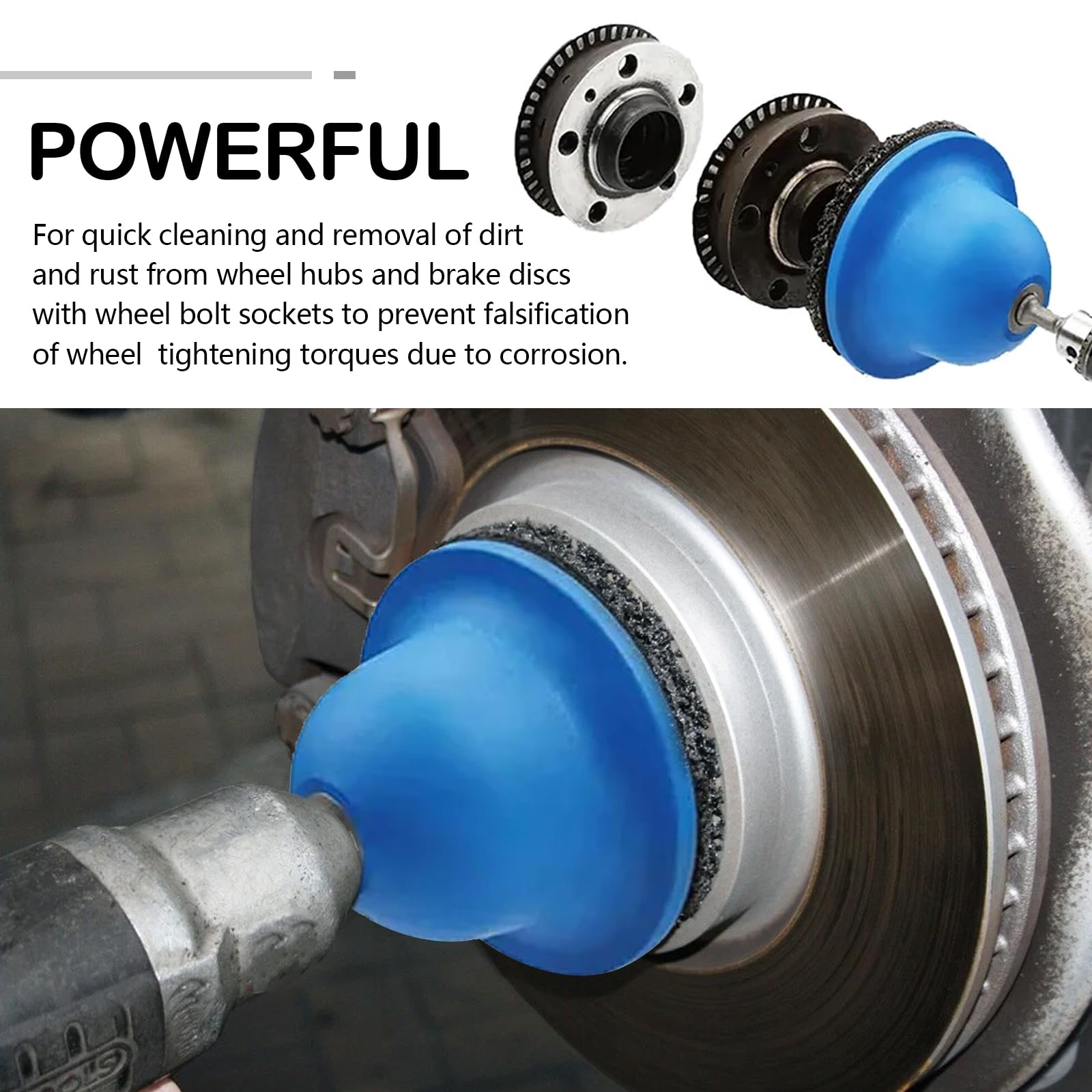 Cepillo para Cubos de Rueda, Juego de Cepillos para Cubos de Rueda de Coche de 90-150mm con Accionamiento Cuadrado de 1/2" y 2 Discos de Acero para Amolar