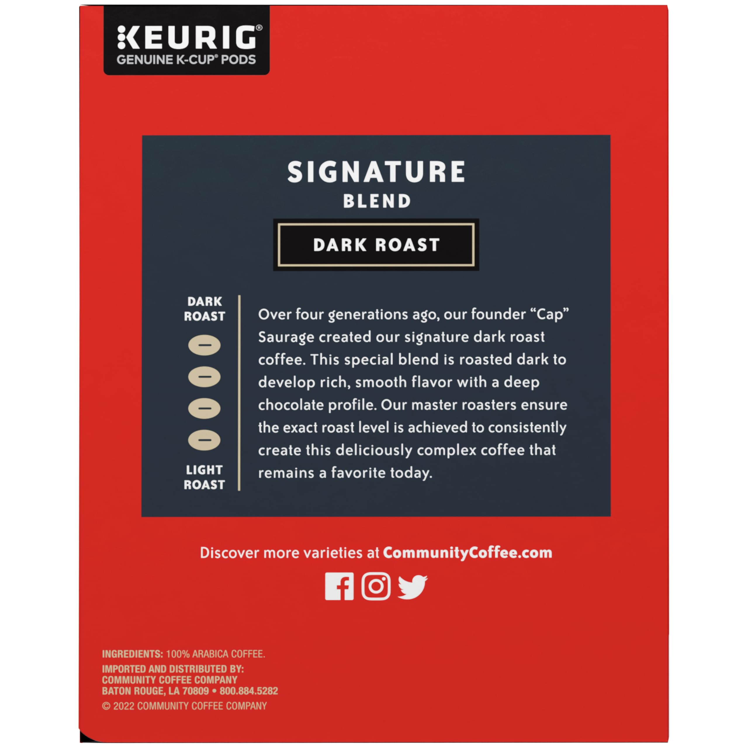 Community Coffee Signature Blend Dark Roast Keurig K-Cup Pods pojedyncza porcja 48 sztuk (1 opakowanie)