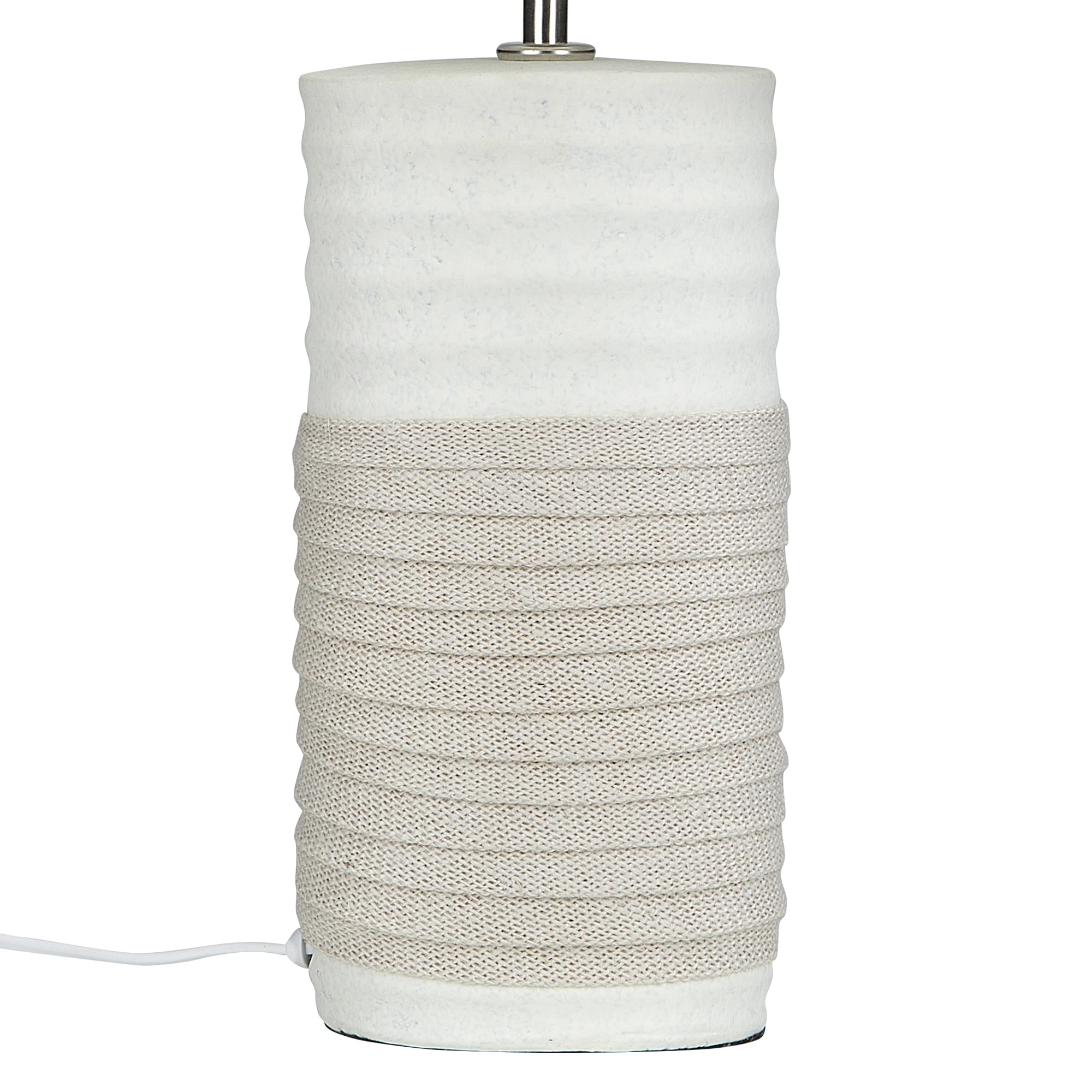 Beliani Klassische Tischlampe Leinen/Porzellan weiß und helles Beige Navia
