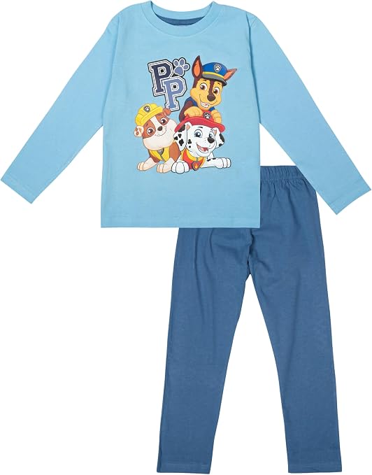 Pyjama Paw Patrol Garçon - Haut Manches Courtes + Short Bleu/gris - 100% Coton - Oeko-Tex