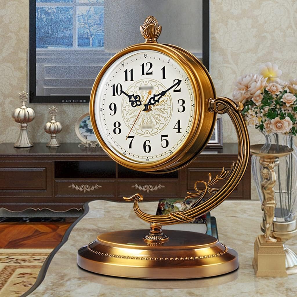 Vintage Table Clock Retro Desk Clock Home Creative Desktop Silent Clock Ornaments Living Room TV Cabinet Desktop Pendulum Clock Mantel Clocks for Living Room,
