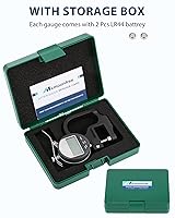 Vista 6 de Digital Thickness Gauge 0.001mm/0.00005" 0-12.7mm/0.5" Electronic Micrometer Thickness Meter with LCD Display, Unit Conversion, Storage Case