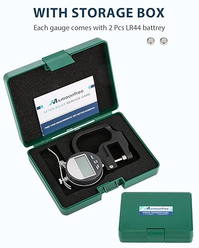Miniatura 6 de Mxmoonfree Medidor de grosor digital de 0000in00005 pulgadas  Medidor de grosor de micrómetro electrónico de 0000-0500in05 pulgadas con pantalla LCD