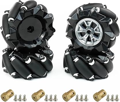 Yahboom Mecanum Wheel 65mm 80mm 97mm Omni Wheel with 6mm Hexagonal Metal Coupling Motor Connector Tire for AGV Smart Robot 97mm black mecanum wheel *4