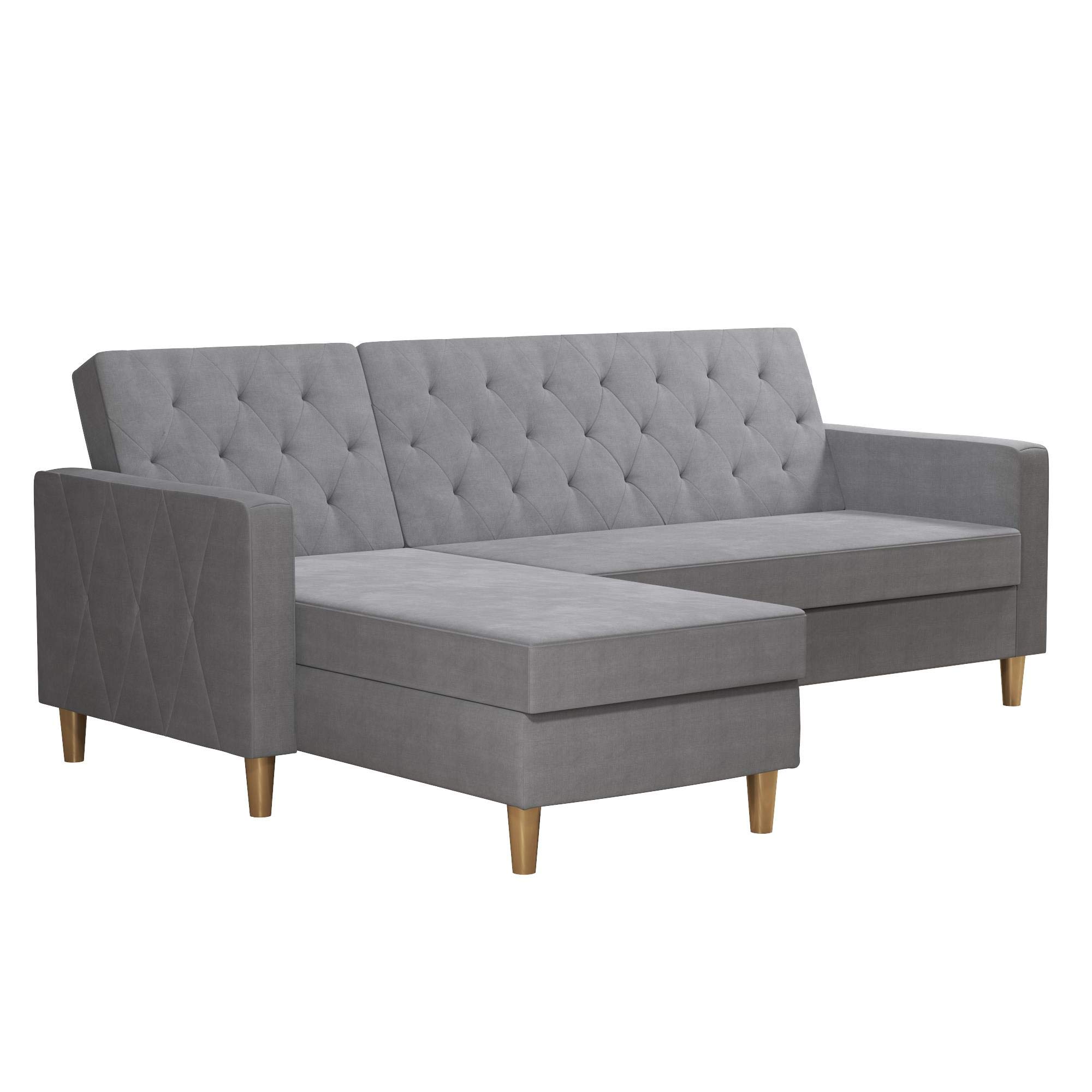 DHP Furniture Liberty Sofabed, Grey, 153x213x82cm (DxWxH)