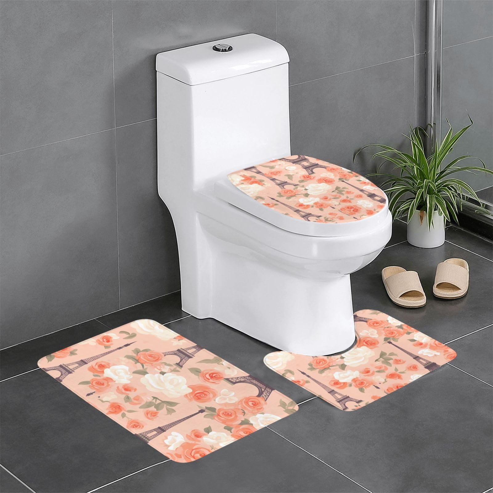 Tapis de salle de bain antidérapants rectangulaire en U et O pour toilettes et WC