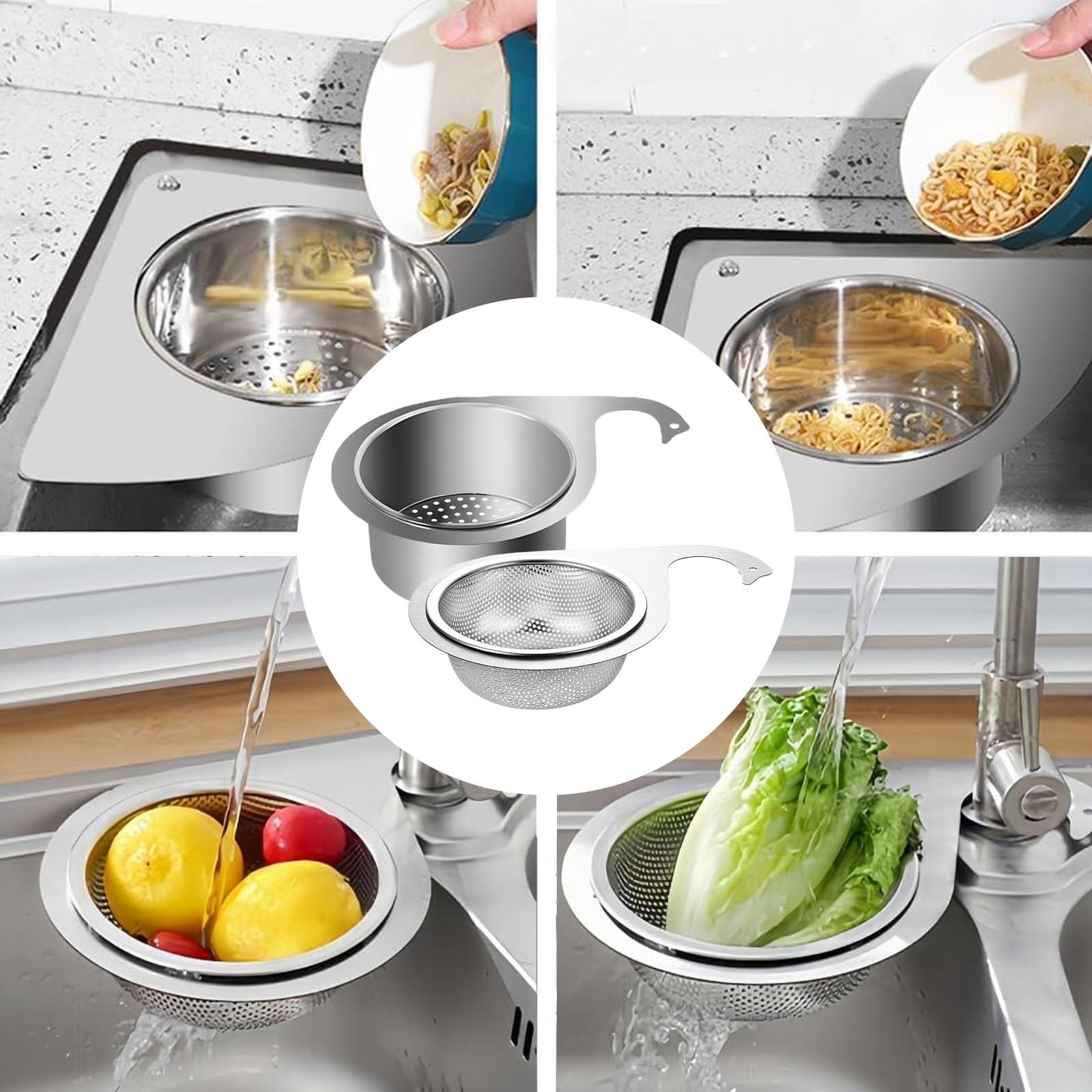 Stainless Steel Swan Sink Strainer Basket,Cestello Filtro per Lavello da Cucina Swan in Acciaio Inossidabile,Cestello per Lavello in Acciaio Inossidabile,Cestello per Lavello Swan