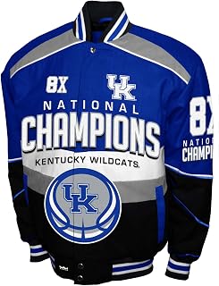 NCAA Kentucky Wildcats 8X Champions Adult Blue Twill Bomber Varsity Jacket Mens Basketball Campus Jackets