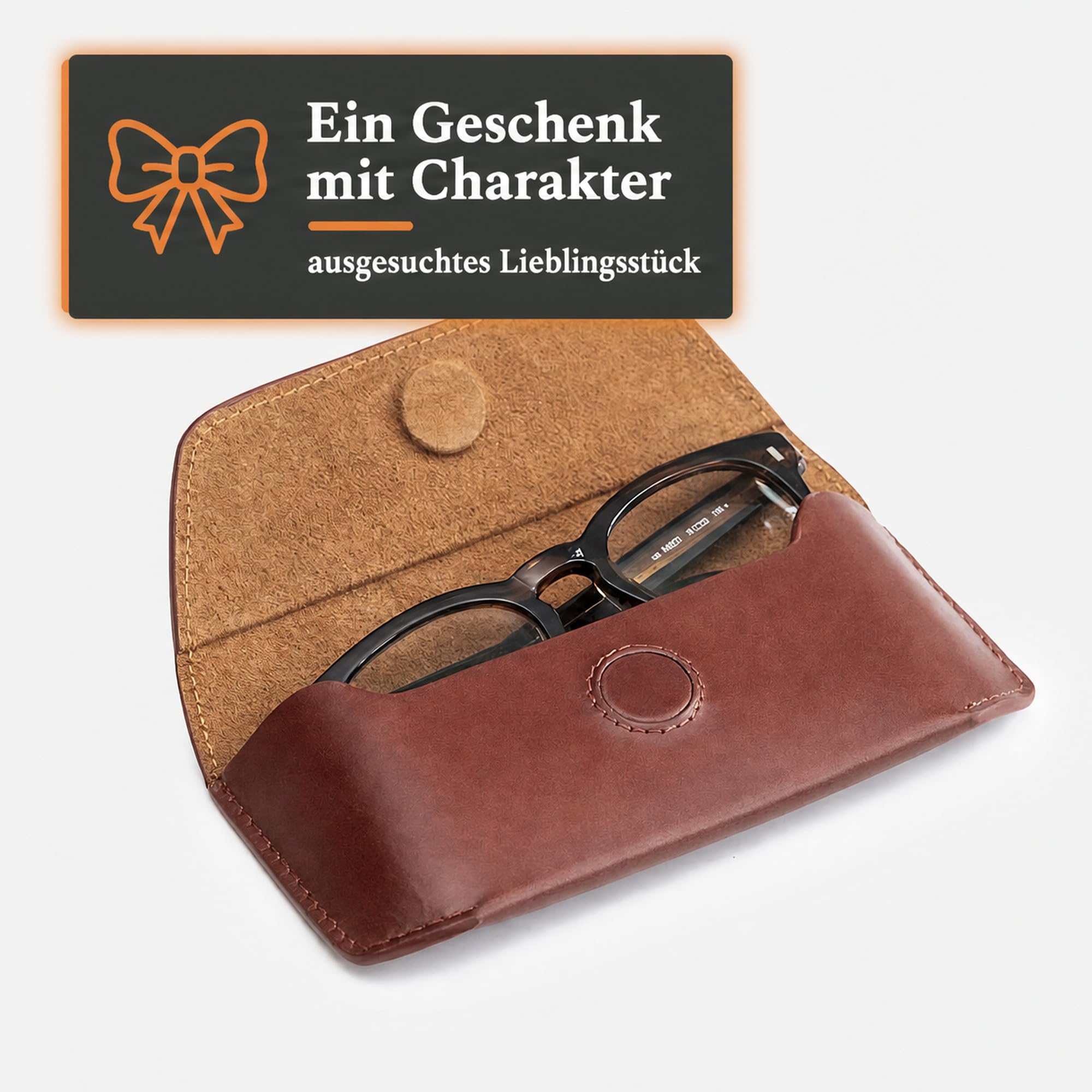 Torquato Brillenetui Leder, Büffelleder, Magnetverschluss, 17,5x8 cm | velourweiches Innenfutter, individuelle Patina, für Brillen und Lesebrillen, Geschenk mit Charakter