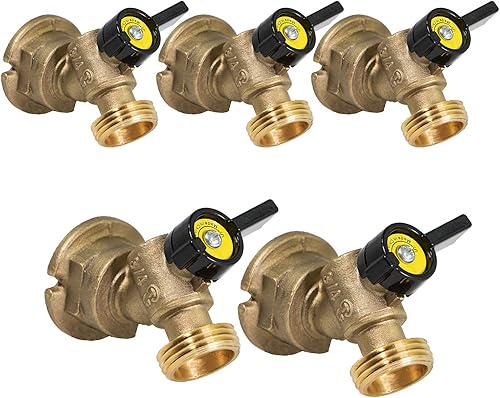 Midline Valve 69564-5 Quarter Turn Sillcock Bibb 34, latón fundido (paquete de 5), entrada FIP de 34 pulgadas x 34 pulgadas MHT salida de manguera,