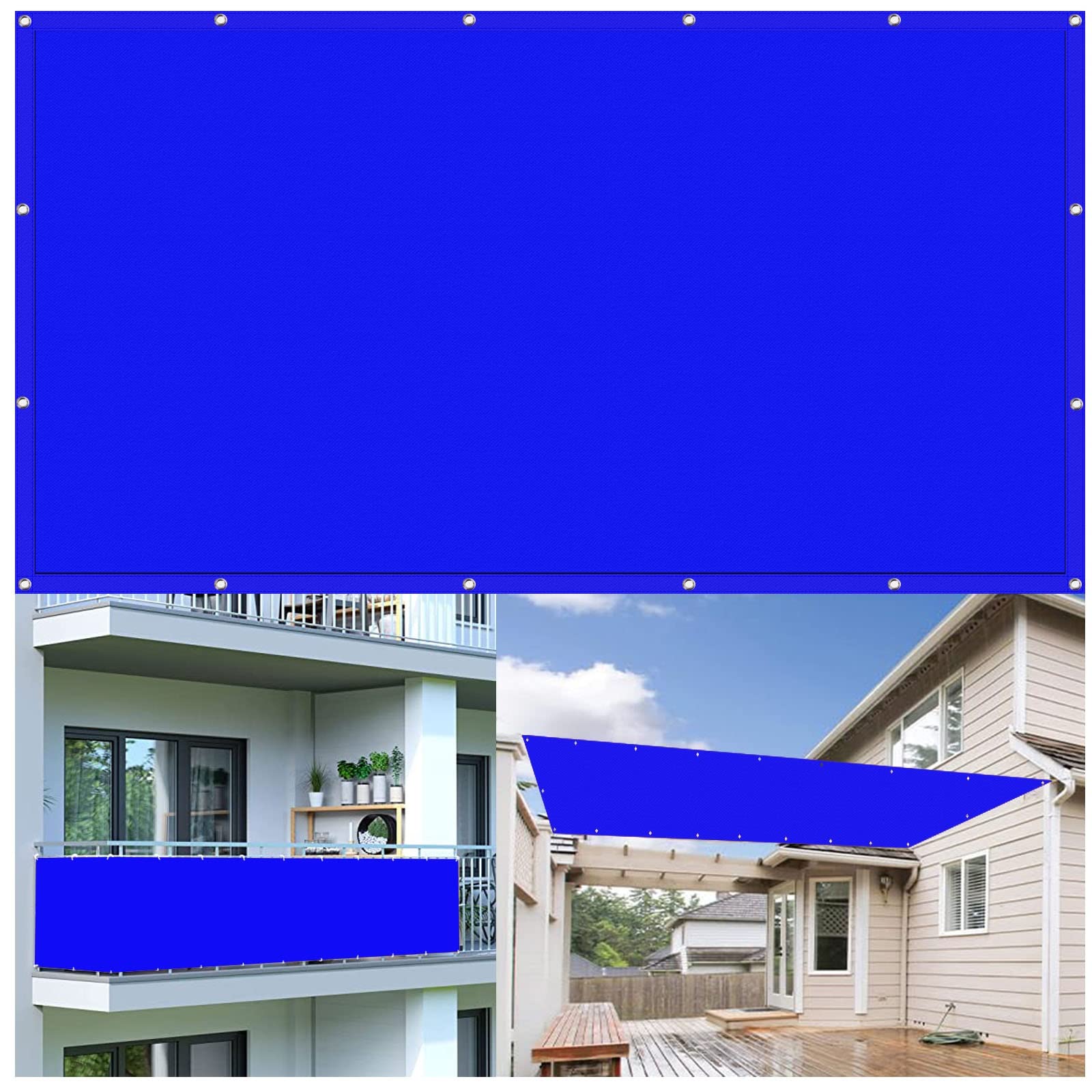 KLGFBDC Waterproof Rectangular Sun Shade Sail 1.4 x 4 mUV Protection Canopy with Grommets & Ropes for Garden Patio Camping Outdoor UseDark Blue Windbreaker