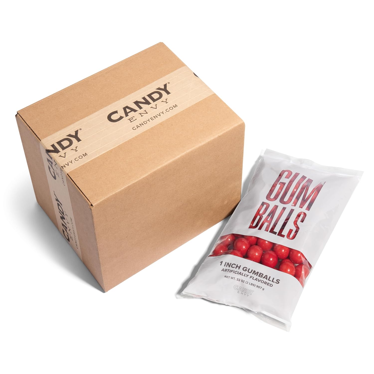 Candy Envy - Red 1 Inch Gumballs - 2lb Bag - 6 Bags with Approximately 113 Gumballs Per Bag - North American Made & Kosher Certified