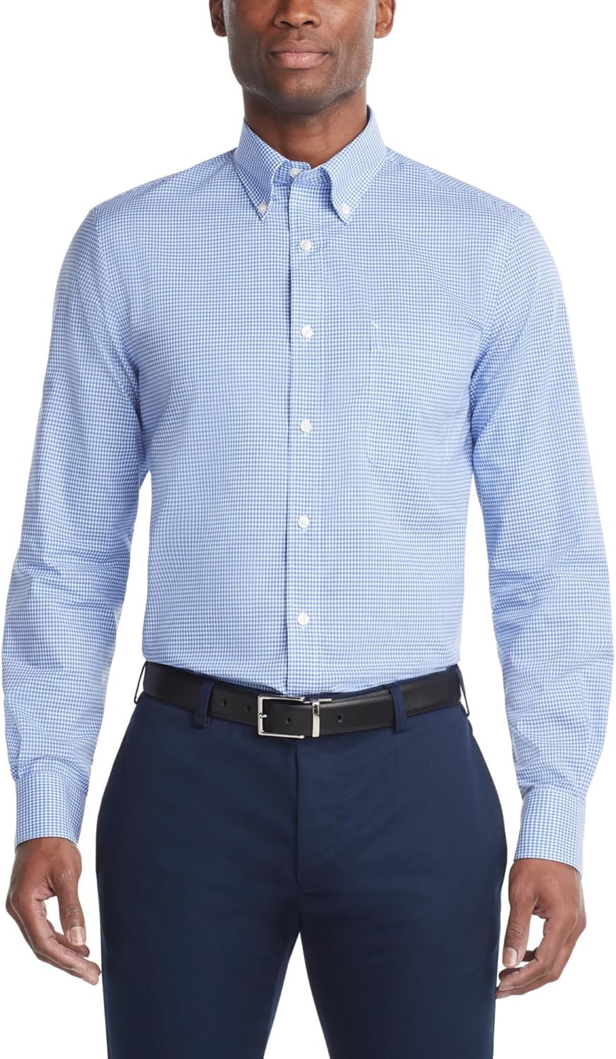 Tommy Hilfiger Men's Regular Fit Non Iron Gingham Dress Shirt - Amazon Exclusive