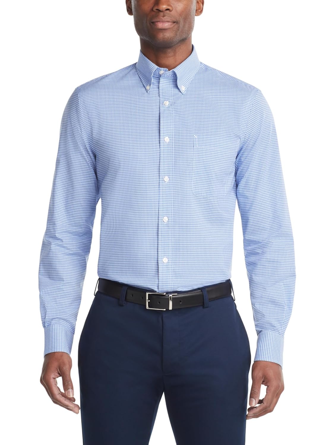 Tommy Hilfiger Mens Regular Fit Non Iron Gingham Dress Shirt - Amazon Exclusive