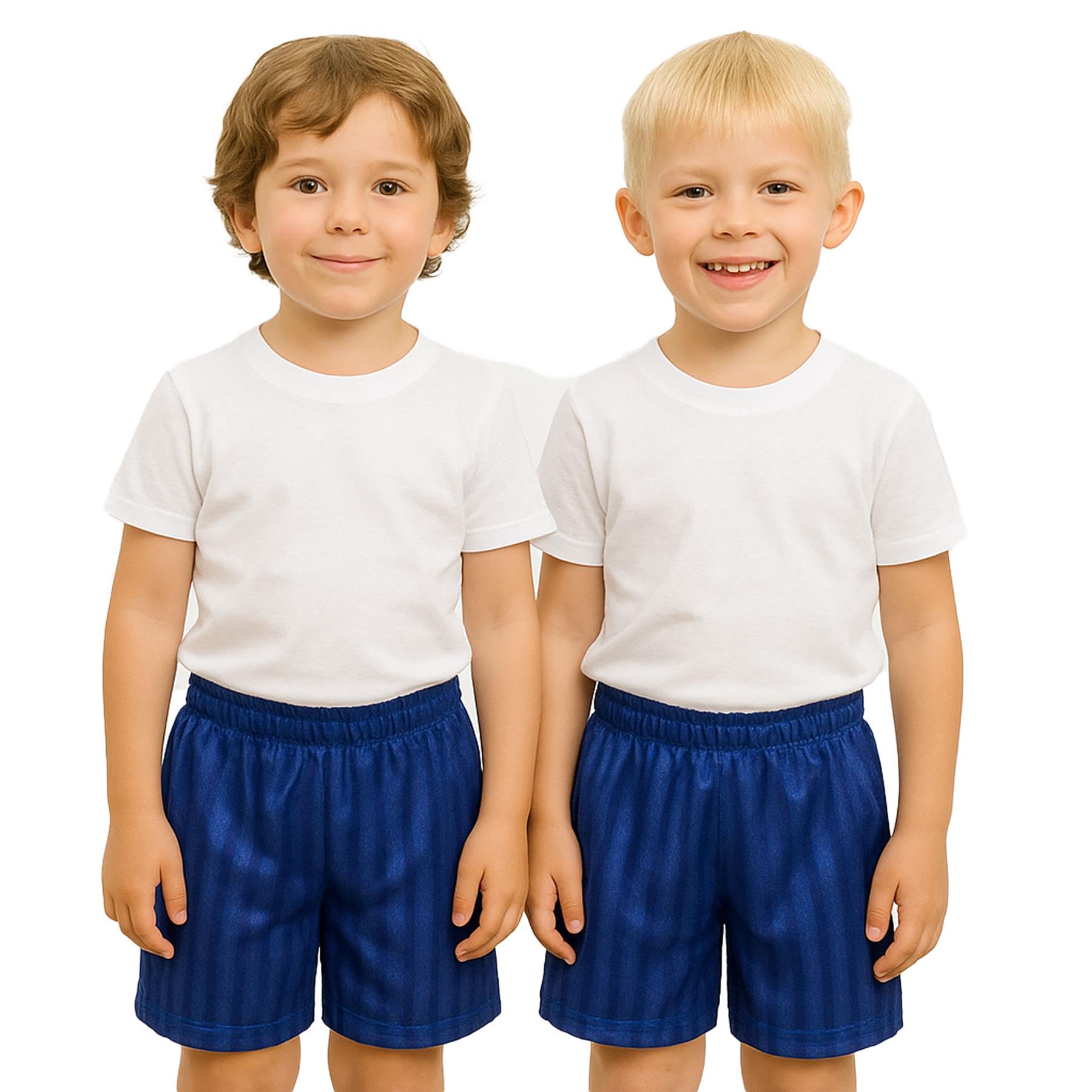 A2Z 4 Kids Shadow Stripe PE Shorts Pack of 2 Football Gym Sportswear Navy
