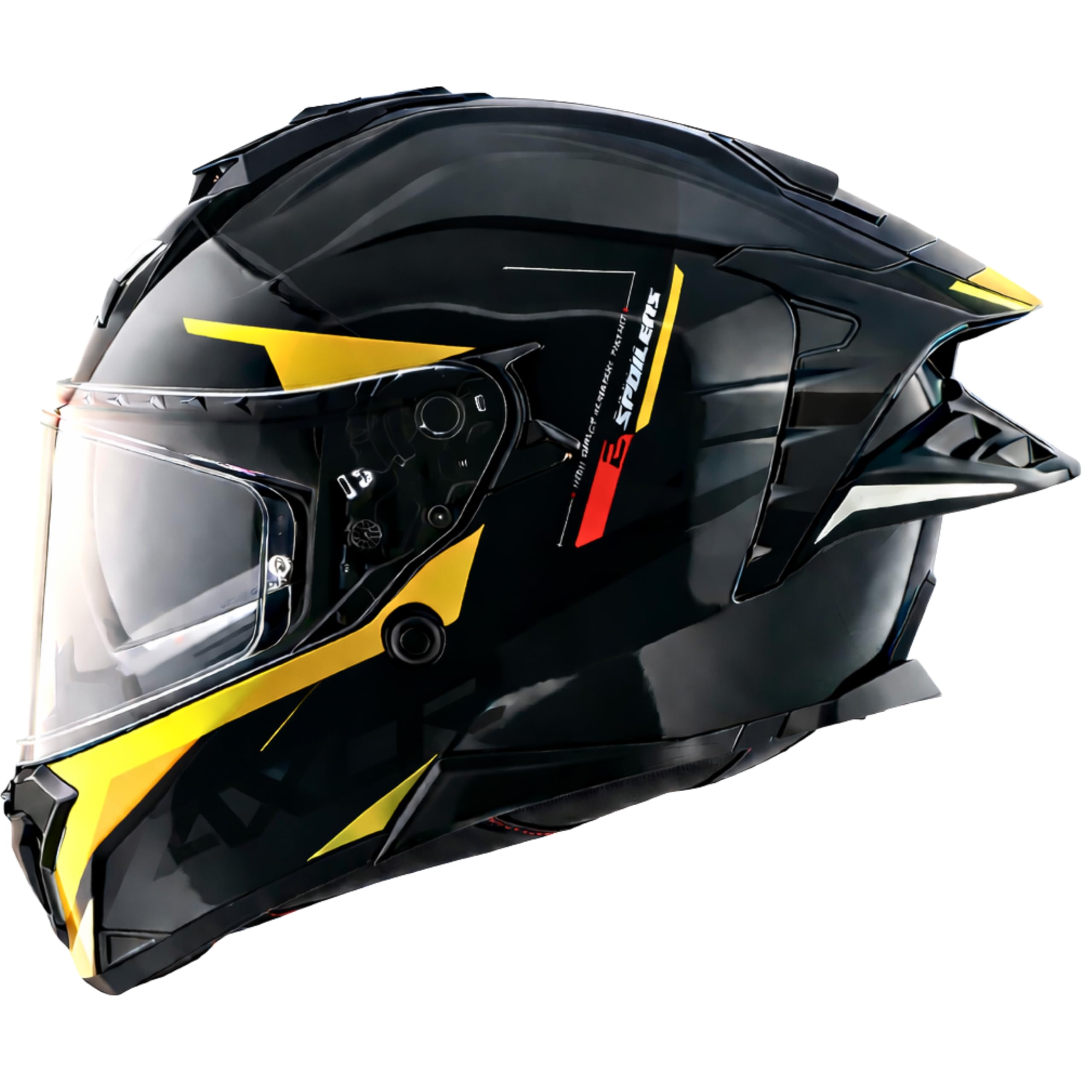 Brutale Kryptic Dual Spoiler Helmet – Aerodynamic Full Face Design | Triple Certified (ISI, DOT, ECE) | Premium Safety & Comfort- Black Yellow, Size:XL-picture-14