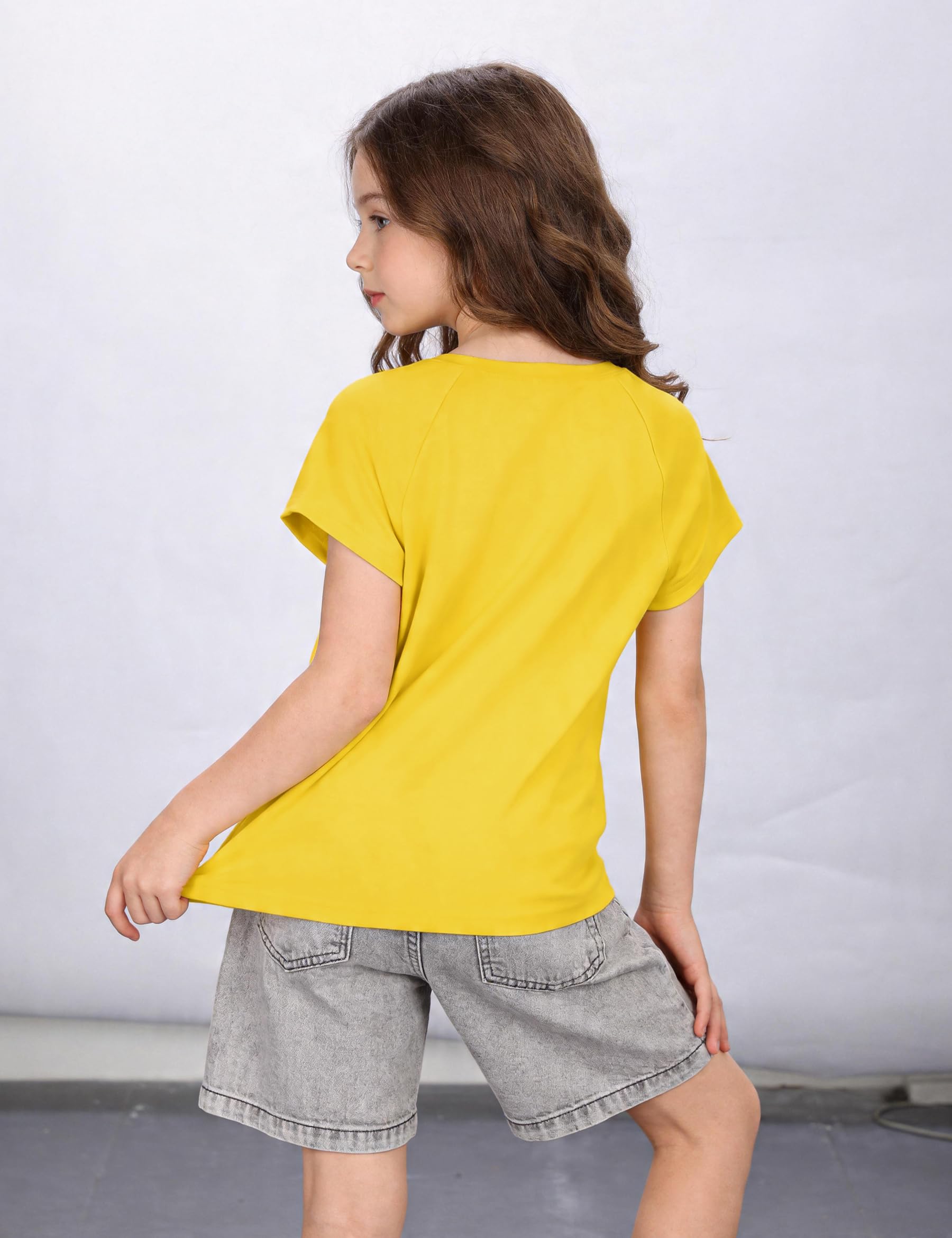 Camiseta de verano para niña, manga corta, cuello redondo, camiseta deportiva para niñas de 6 a 15 años
