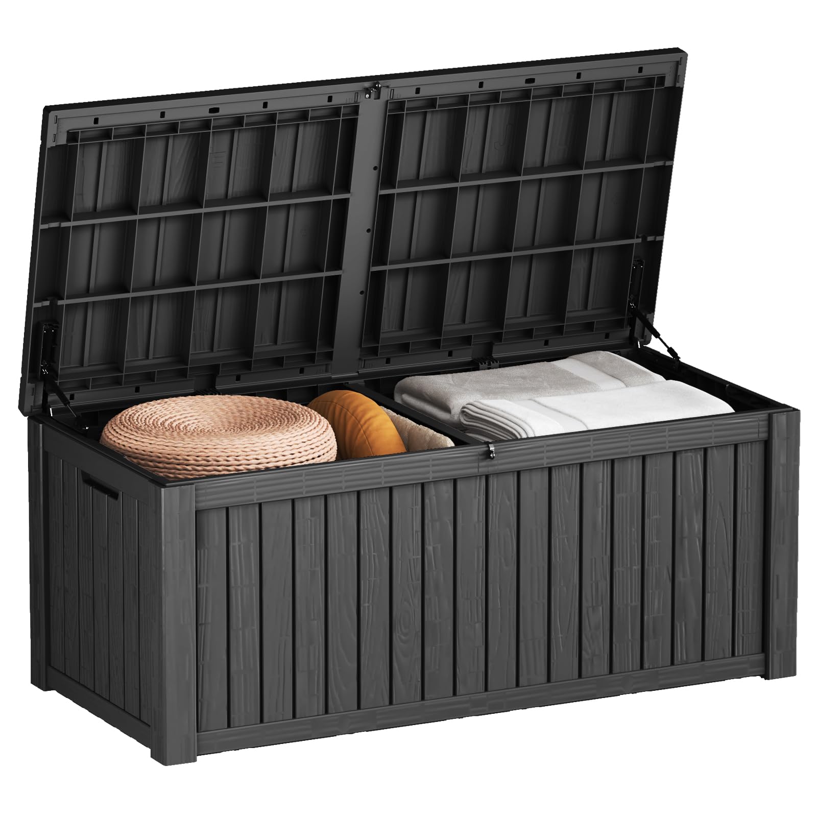 180GAL Black Versatile Outdoor Deck Box - Waterproof, SGS - Certified UV Resistant, Suitable for a Wide Range of Storage Needs from Patio Cushions to Garden Equipment, Simple to Assemble