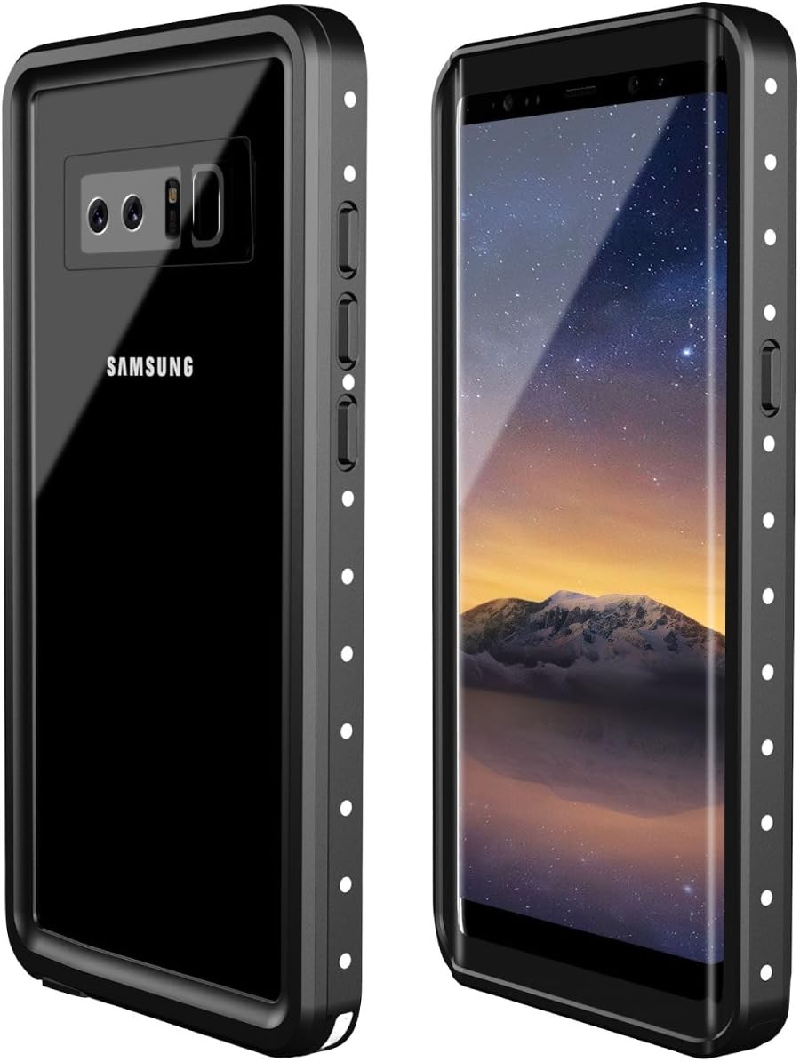lanwow Samsung Galaxy Note 8 Waterproof Case, Support Wireless Charging Note 8 Waterproof Case Built-in Screen Protector Rugged Shockproof Waterproof Case for Note 8- Classic Black