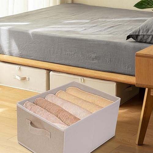 Miniatura 6 de Juego de 4 cestas de almacenamiento de tela con asa, organizador plegable de armario para ropa, toallas, juguetes, libros, contenedor de ropa