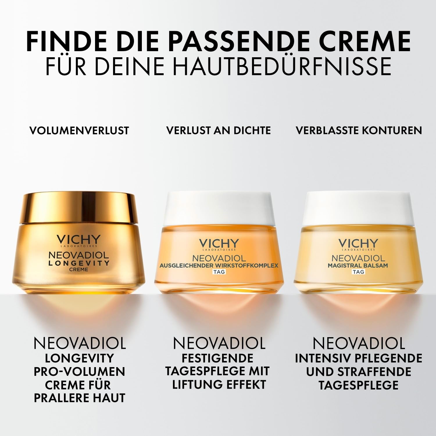 Vichy, Neovadiol, Longevity, Crème Revolumisante, Soin Visage, Action Anti-Âge et Régénératrice, Hydrate et Raffermit, Peaux Matures, Rechargeable