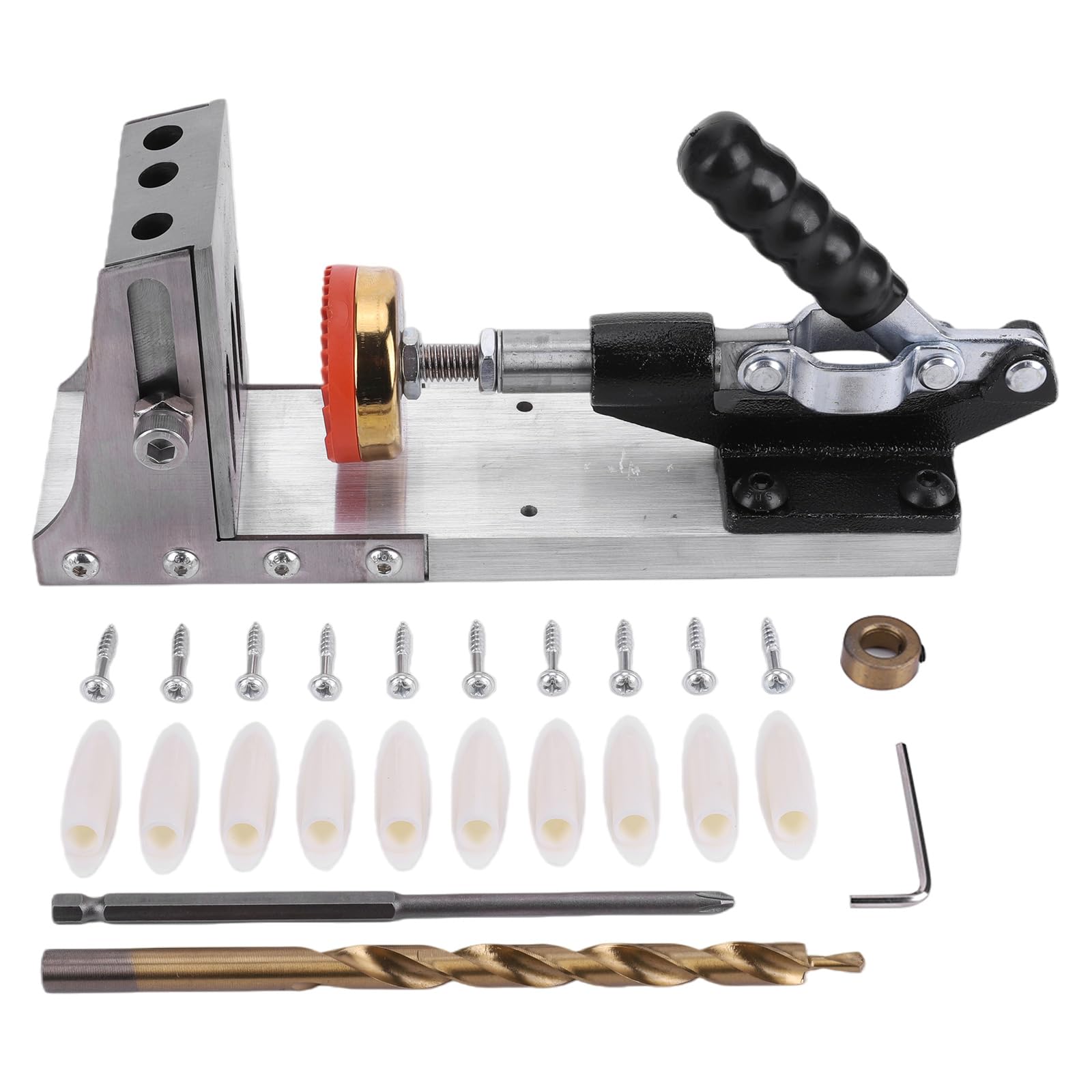 AMZGSHOP Pocket Hole Drill Guide Jig Set Adjustable Portable Screw Jig Set with 3/8in Drill Bits for DIY Woodworking Carpentry Locator