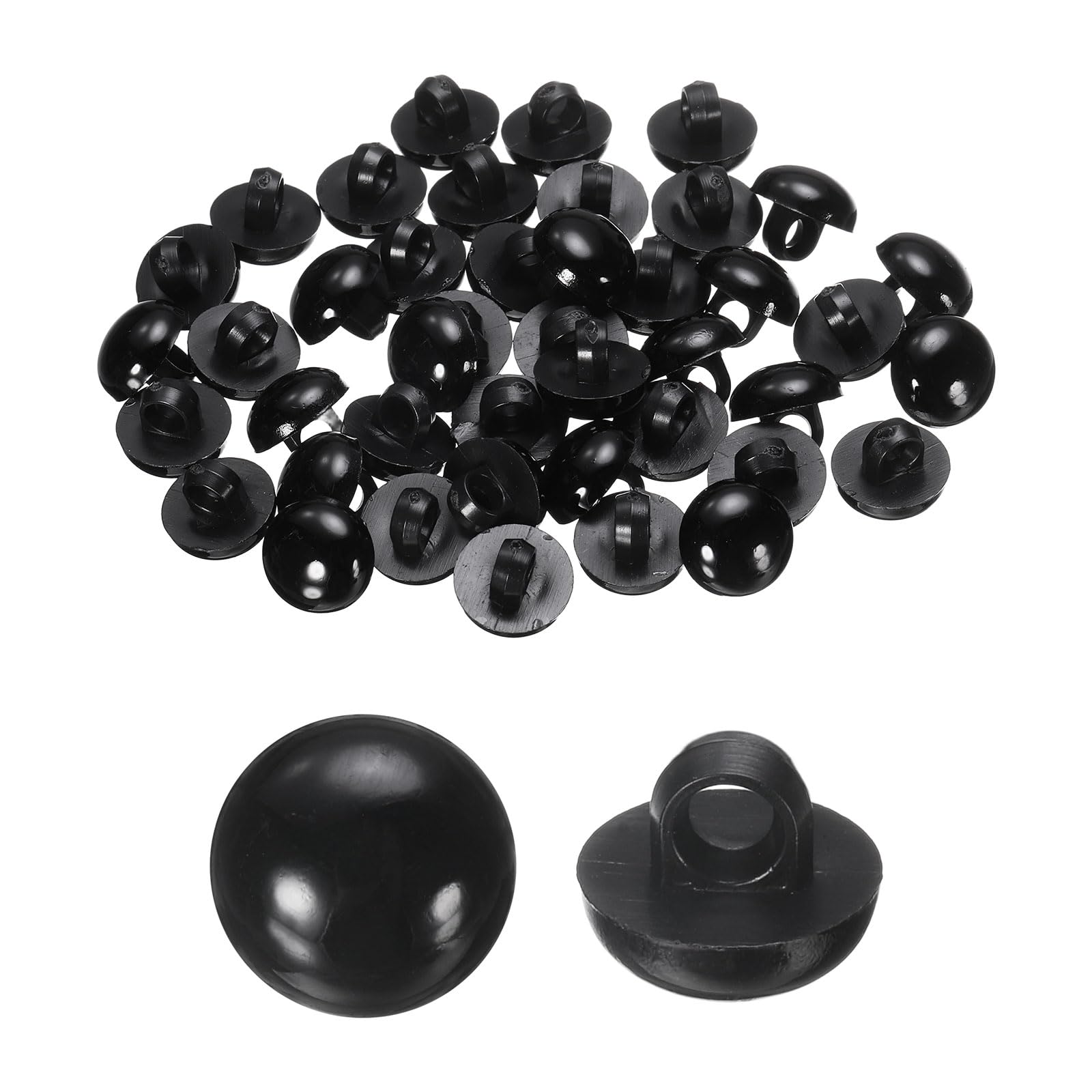 sourcing map 50pcs Plastic Buttons 0.39" (10mm) Mushroom Type Domed Round Sewing Button Craft Sewing Accessories with Shank for Jacket Coat Shirt Wedding Dresses, Black