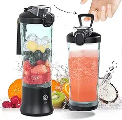 DENOKIN Liquidificador portátil de 590 ml, liquidificador de tamanho pessoal sem fio para shakes e smoothies com 6 lâminas, pequeno liquidificador para cozinha, casa, viagem
