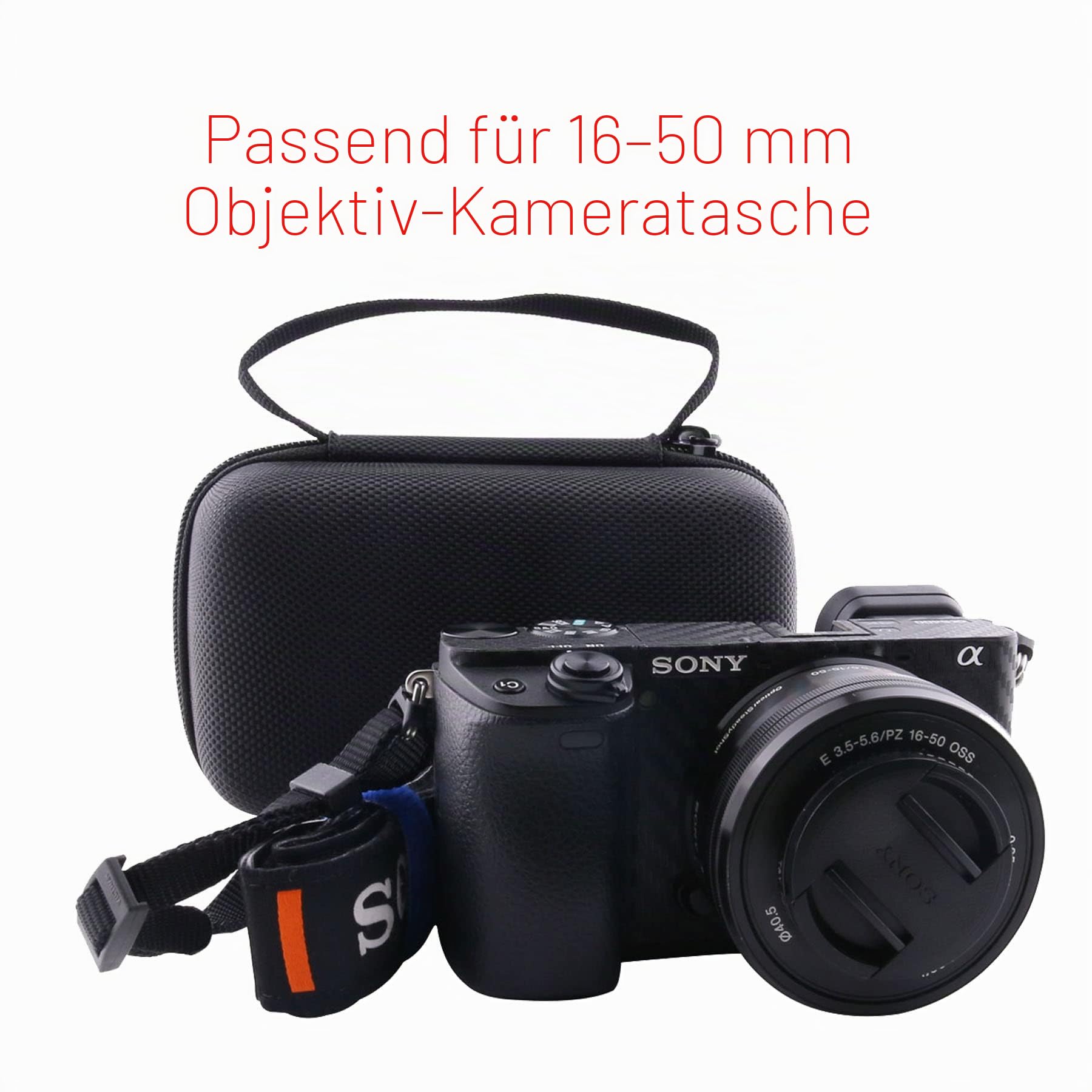 Hartschalen-Tragetasche, kompatibel mit Sony Alpha a6700/a6000/a6400/a6600/a6100/a5100, passend für 16–50 mm Objektiv-Kameratasche