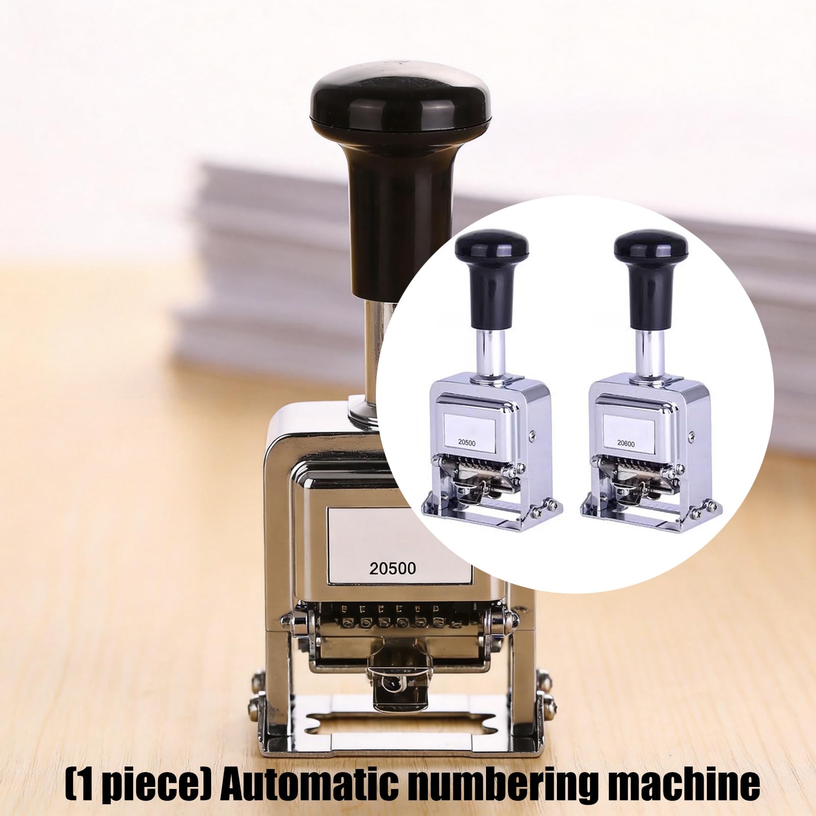 Macchina per timbri con numerazione in metallo, strumento desktop per stampa manuale per file, fatture, tracciamento dei record, archiviazione da tavolo, ricevute Macchina per numerazione documenti