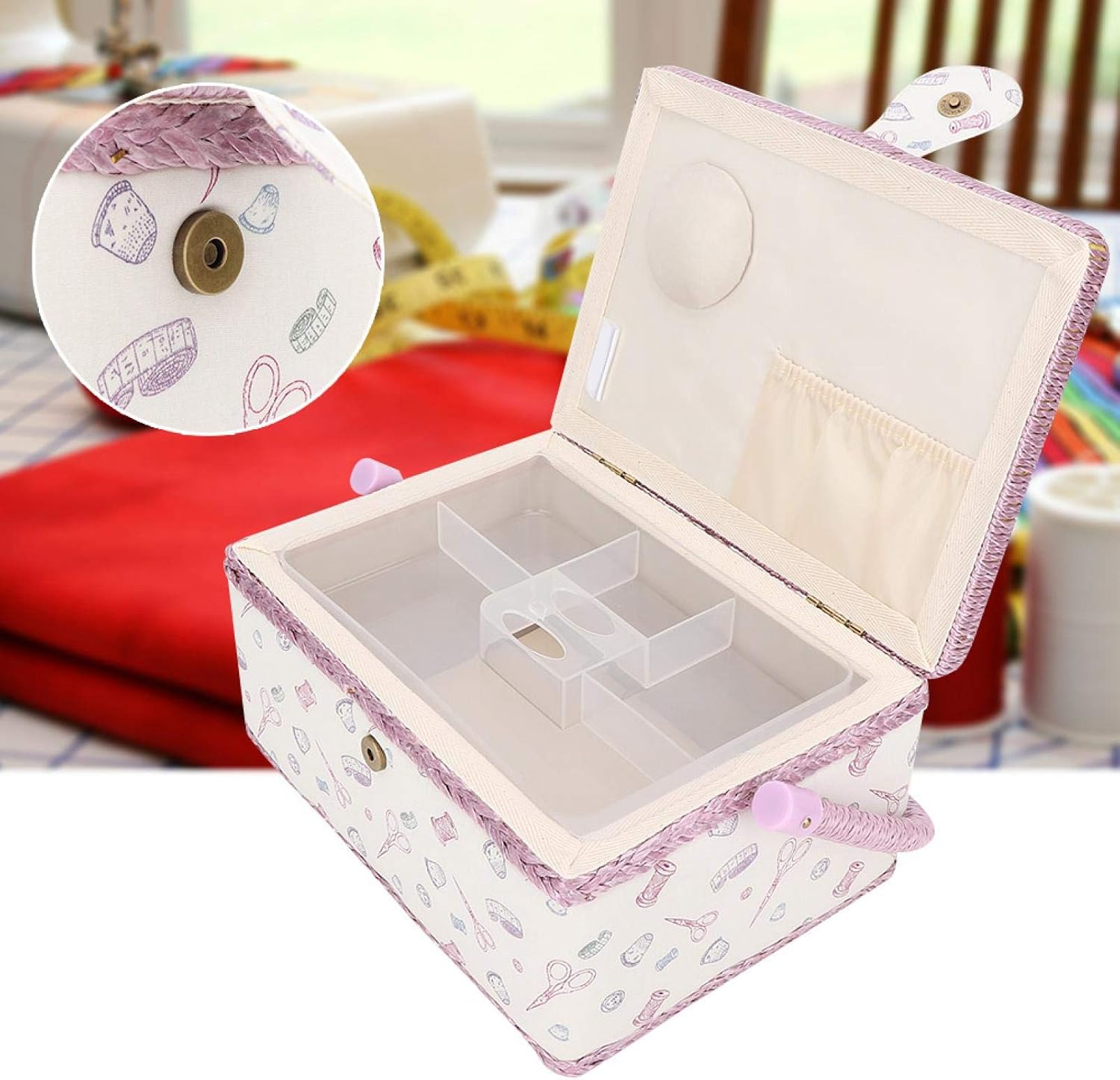 Fabric Basket, Sewing Organizer Household Pink for Needles for Spindles