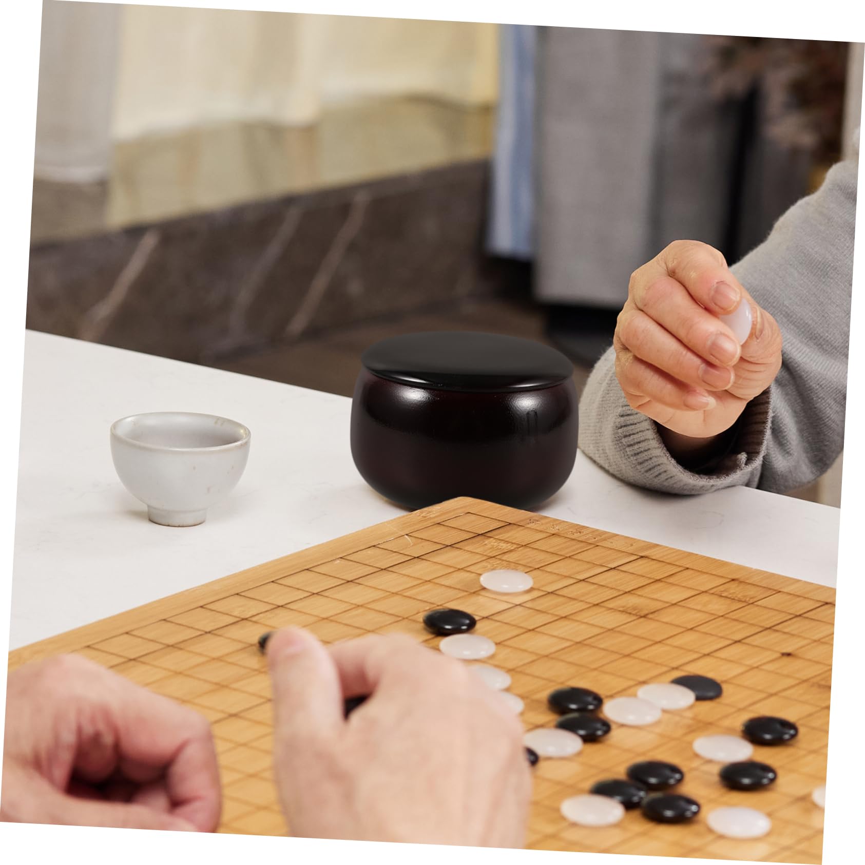 ifundom Boîte de Rangement pour Jeux D’échecs et Go, Pot en Bambou Nanmu Rouge, Grosse Capacité, Résistant aux Chocs, pour Étudiants et Garçon et Filles, Adaptée Rangement des Pièces