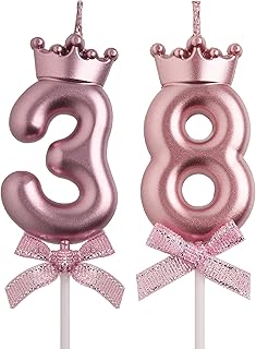38th 83rd Birthday Candles, Rose Gold 83 38 Year Old Cake Topper Number Birthday Candles, Birthday Party Decorations Gifts for Women Men