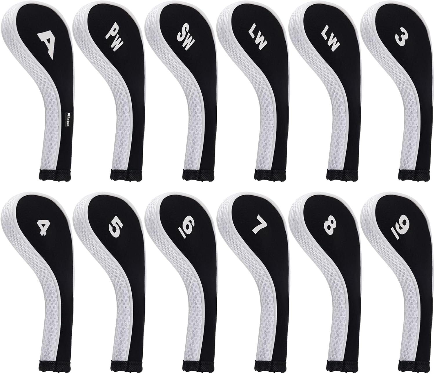 Andux 12pcs/Set Golf Iron Club Head Covers Number Print Long Neck with Zipper RH