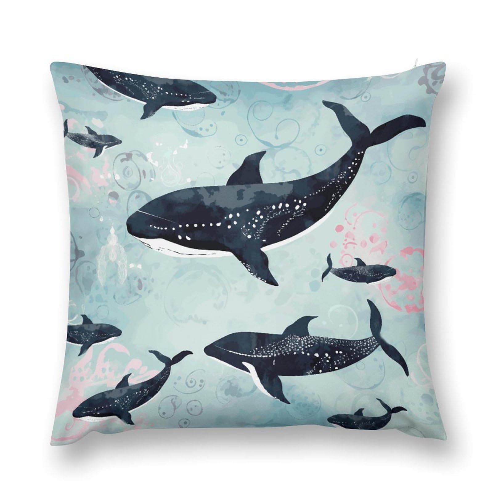 MUSM Whale Throw Pillow Cover 26 "x26 Wrinkle&Fade Resistant Cozy Soft Plush Pillow Case Protector Double-Sided Personalized Pillowcase Pillow Shams Cushion Cover for Home