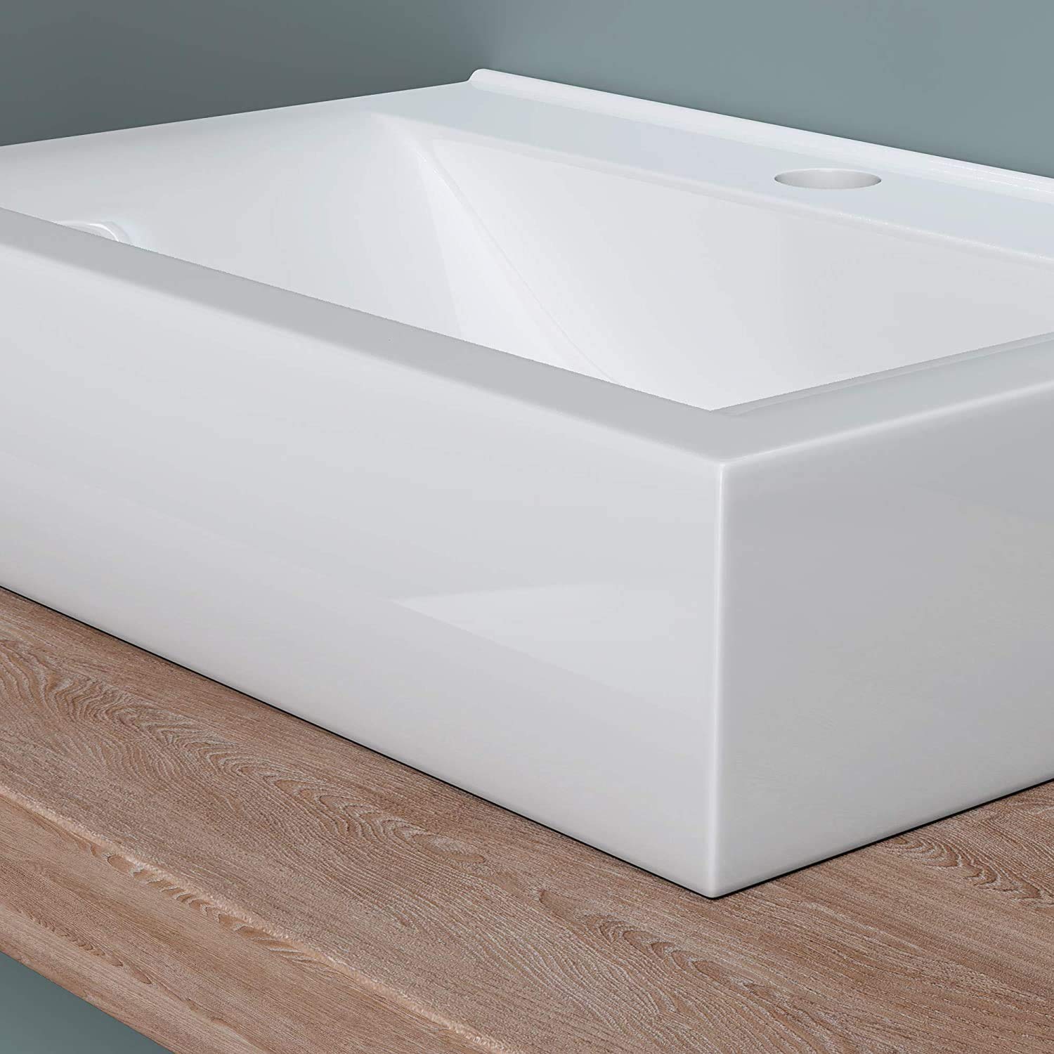 Lavabo Da Appoggio Ceramica 45cm - Rettangolare E Nano Rivestimento | Per Bagno Moderno E Facile Da Pulire - Foto 7