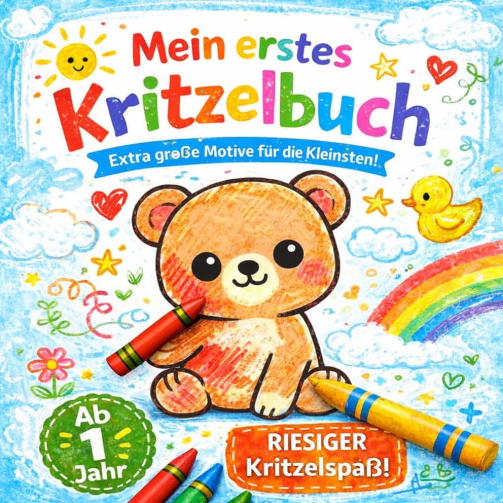 Mein erstes Kritzelbuch: Malbuch für Kinder ab 1 Jahr Mädchen und Jungen: Extra große Motive zum Ausmalen für Anfänger