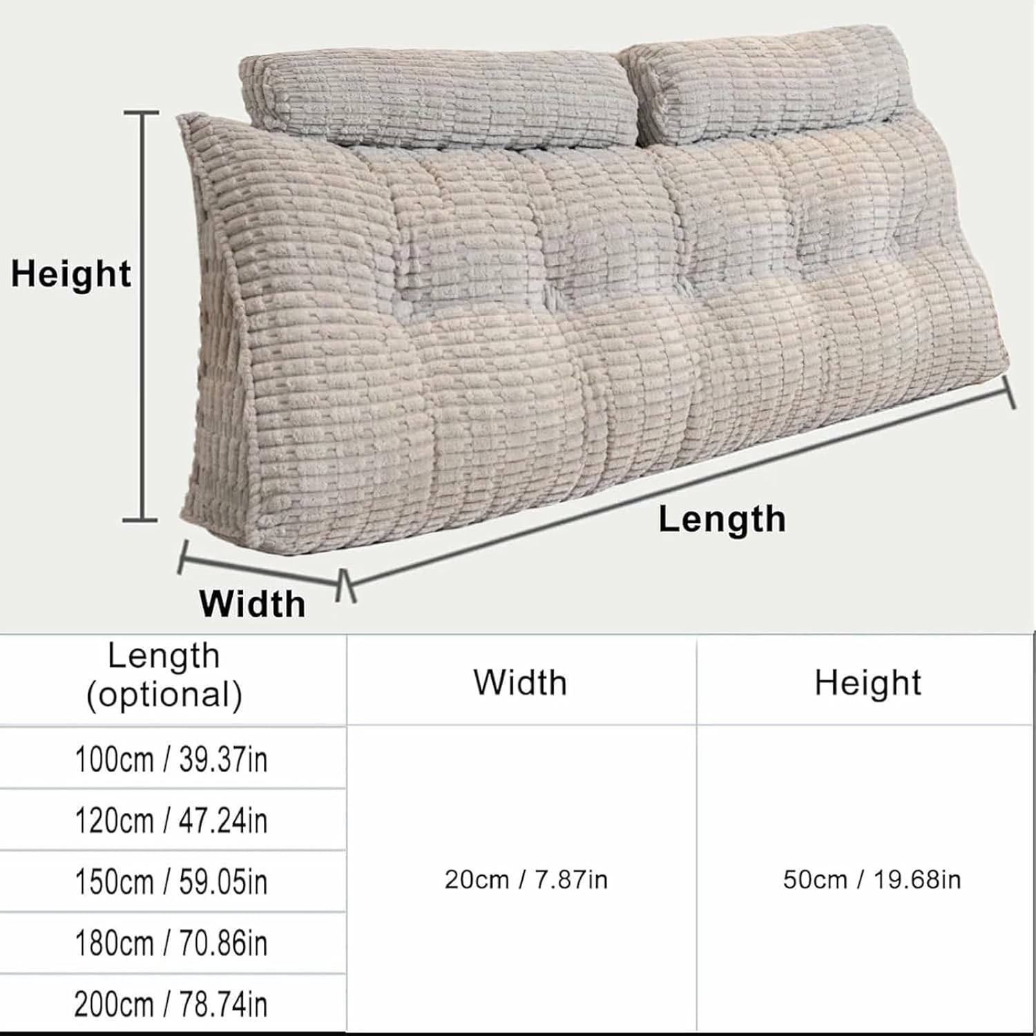 Large Triangular Headboard Wedge Bed Rest Reading Pillow, Soft Support While Reading and Resting, Positioning Support Backrest Bed Rest Cushion with Removable Cover