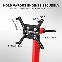 Vista 4 de BIG RED Soporte de motor giratorio de acero, capacidad de 3/4 toneladas (1,500 libras) con marco plegable, 5 ruedas, 4 brazos ajustables, cabezal