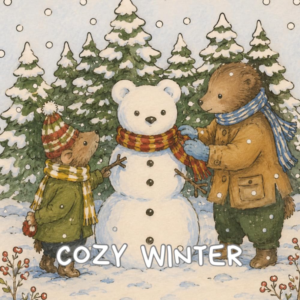 Cozy Winter Coloring Book: Cute cozy animals and relaxing winter coloring pages