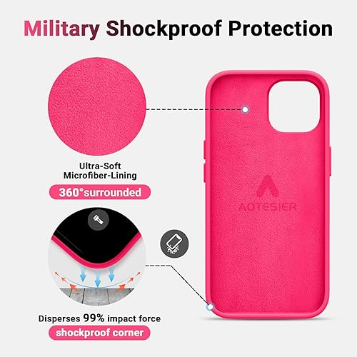 Miniatura 4 de AOTESIER Funda a prueba de golpes para teléfono 15, silicona ultradelgada con forro de microfibra suave antiarañazos, funda protectora de cuerpo