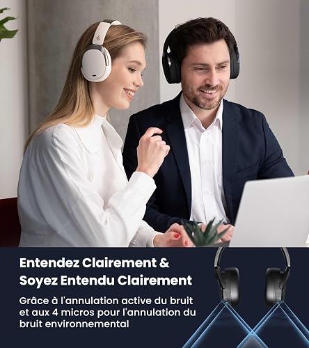 Edifier WH950NB Hybrid Active Noise Cancelling Headphones -LDAC Codec with Hi-Res Audio and Custom EQ via App After 55H Playtime with Foldable Wireless Over-Ear Bluetooth V5.3 Headphones - Black - 4