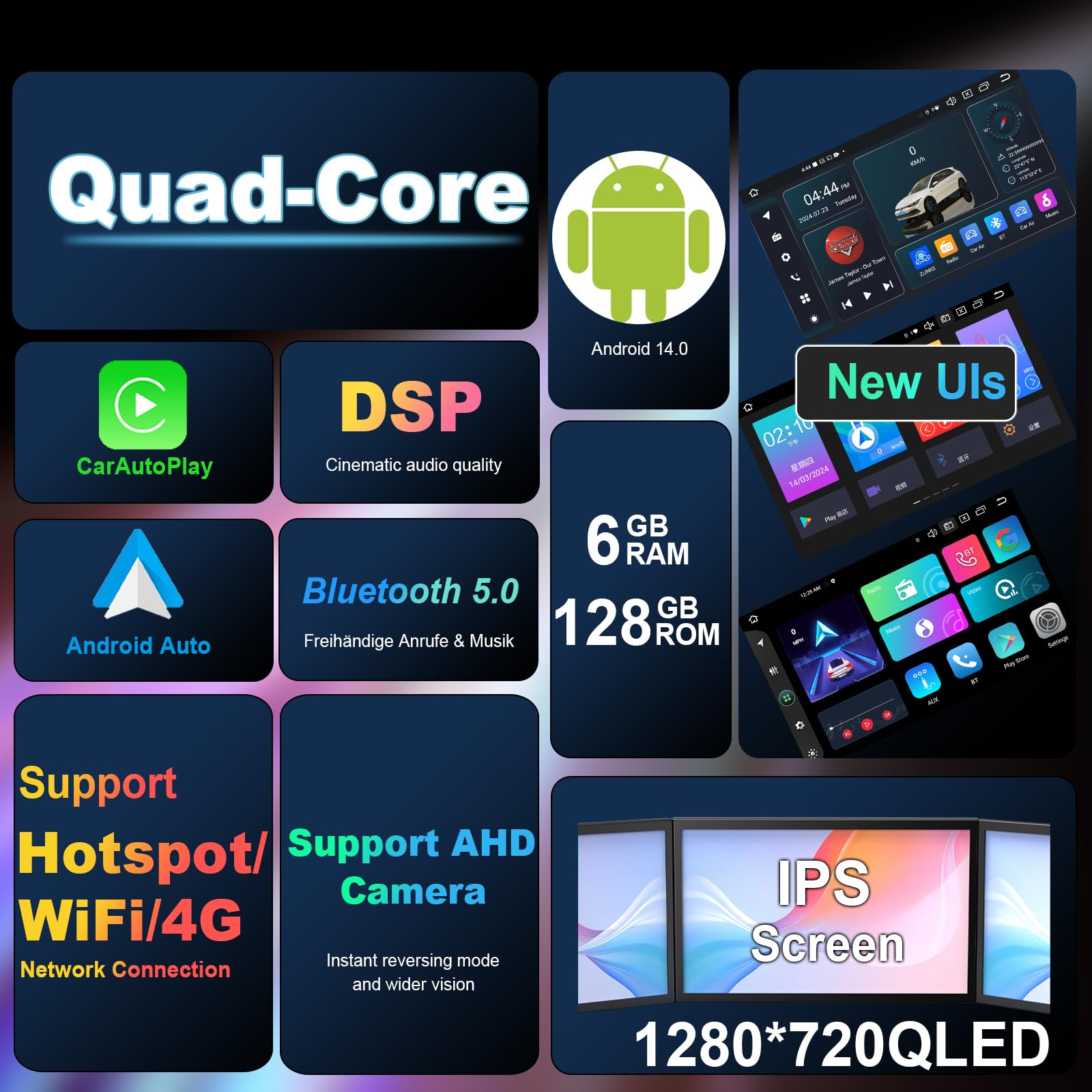 Android 14 Car Radio para Mercedes - Benz Clase A W169/ Clase B W245/ Viano&Vito W639/ Sprinter W906 con Octa Core 6GB+128GB Incorporado 4G LTE Car play Android Auto DAB SWC Bluetooth GPS Navi
