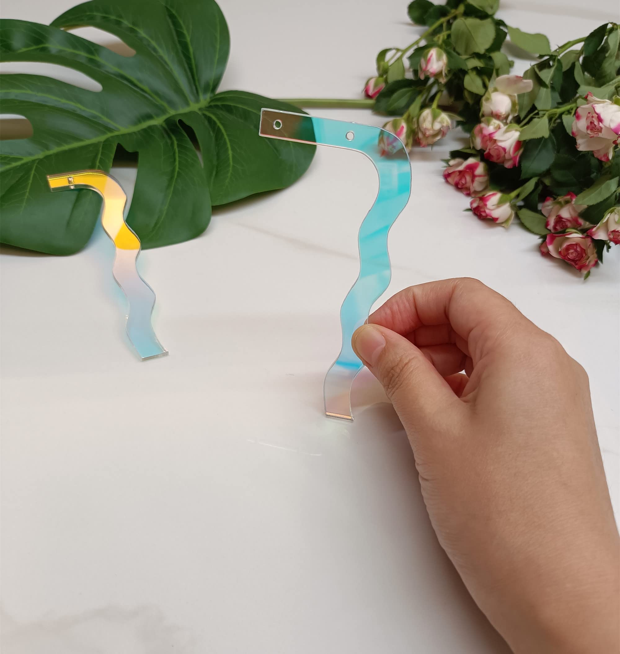 XIAOYUE 5pcs of Earring Try-On Stick,Acrylic Rainbow Earring Display,Earring Acrylic Jewellery Holder - Try before you Buy (Two Holes)