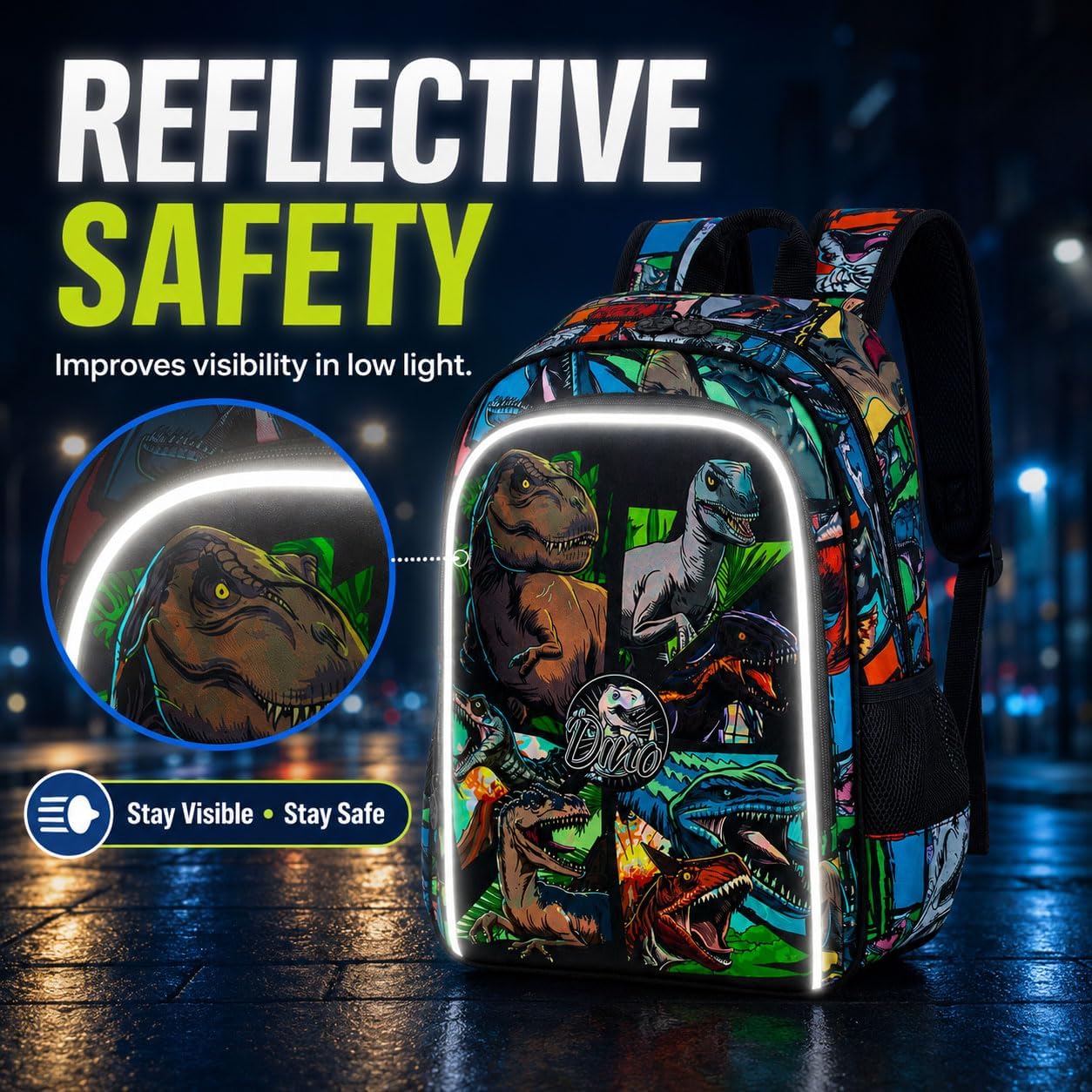 CCJPX 3 mochilas para niños, 16 pulgadas de dinosaurio, preescolar, primaria, jardín de infantes, mochilas escolares y lonchera, Aa1-dinosaurio negro, One Size, Mochilas Daypack
