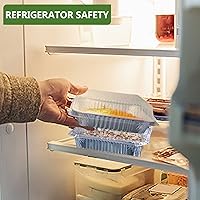 Vista 5 de Paquete de 30 sartenes cuadradas de aluminio de 8 x 8 pulgadas con tapas de plástico transparente, sartenes desechables de papel de aluminio