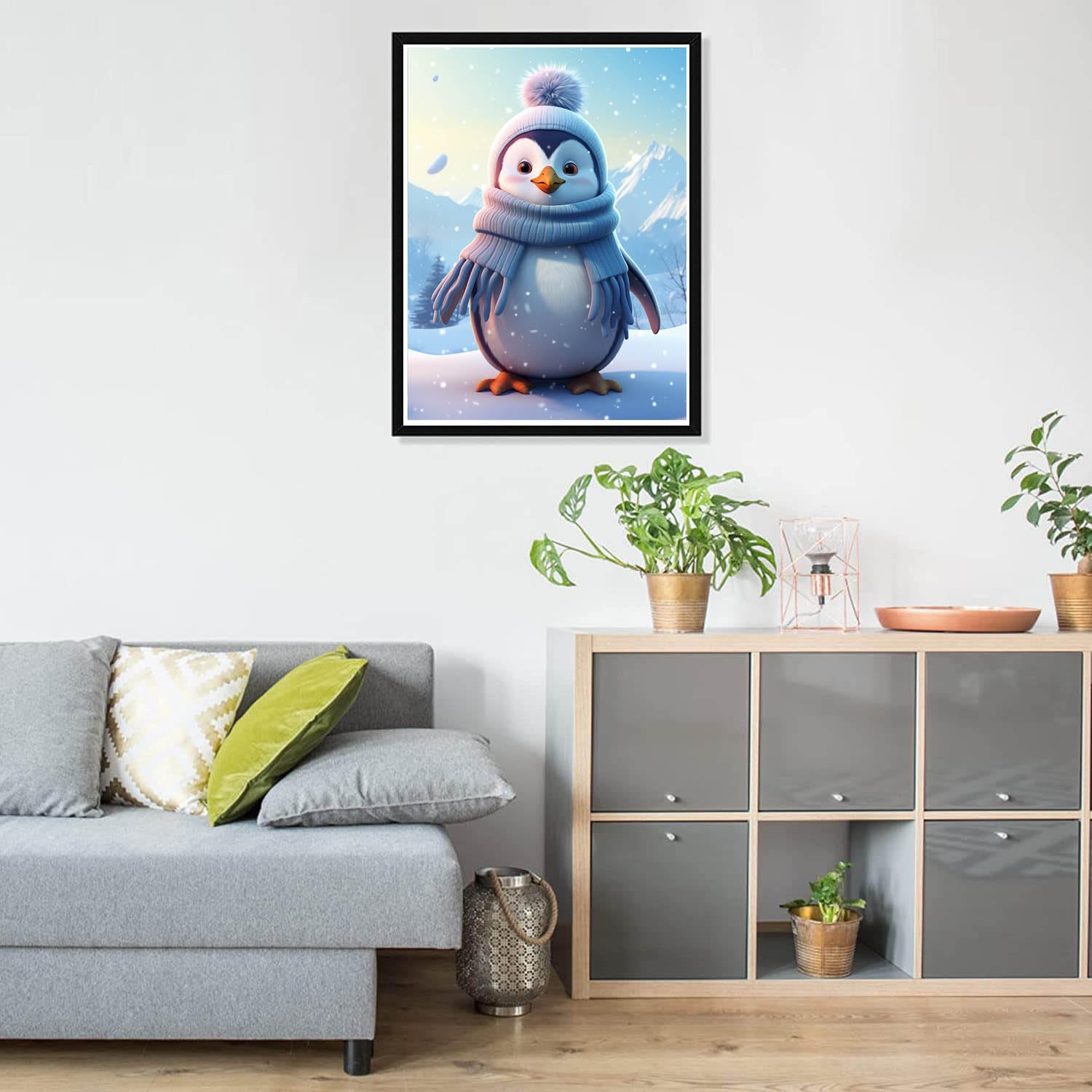5D Diamond Painting Kit DIY Pittura Diamante Adulto Animali Pinguino Set Completo di, Square Mosaico con Diamanti Pittura Casa Decorativa Strass Diamante Arte Ricamo Punto Croce mestiere 70x105cm T102