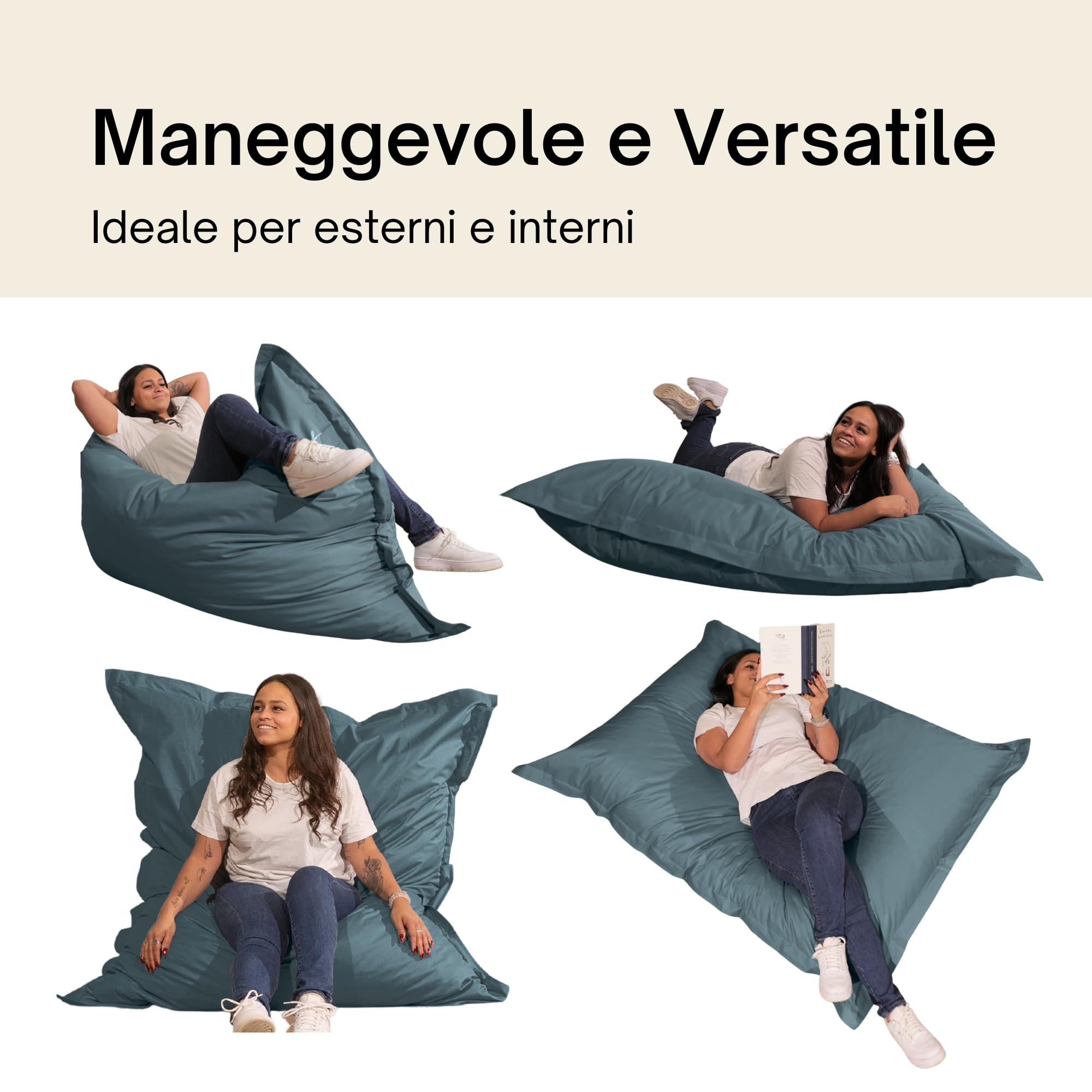 Pouf da Esterno Giardino Impermeabile Anti-UV 180x140 cm Grigio Scuro