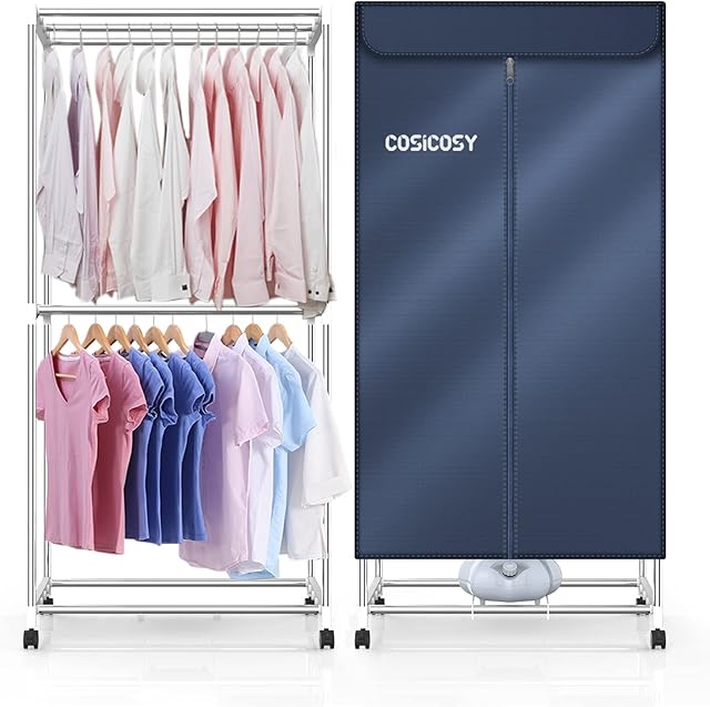 COSICOSY Electric Clothes Dryer, Portable Fast 1400W Dryer Machine 2-Tier Heated Clothes Dryer Indoor Electric Clothes Drying Rack Double Layer