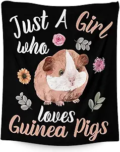 Guinea Pig Blanket Gifts - 50x60 Inches Cute Throw for Girls - Black Soft Fuzzy Blankets for Bed, Couch & Living Room